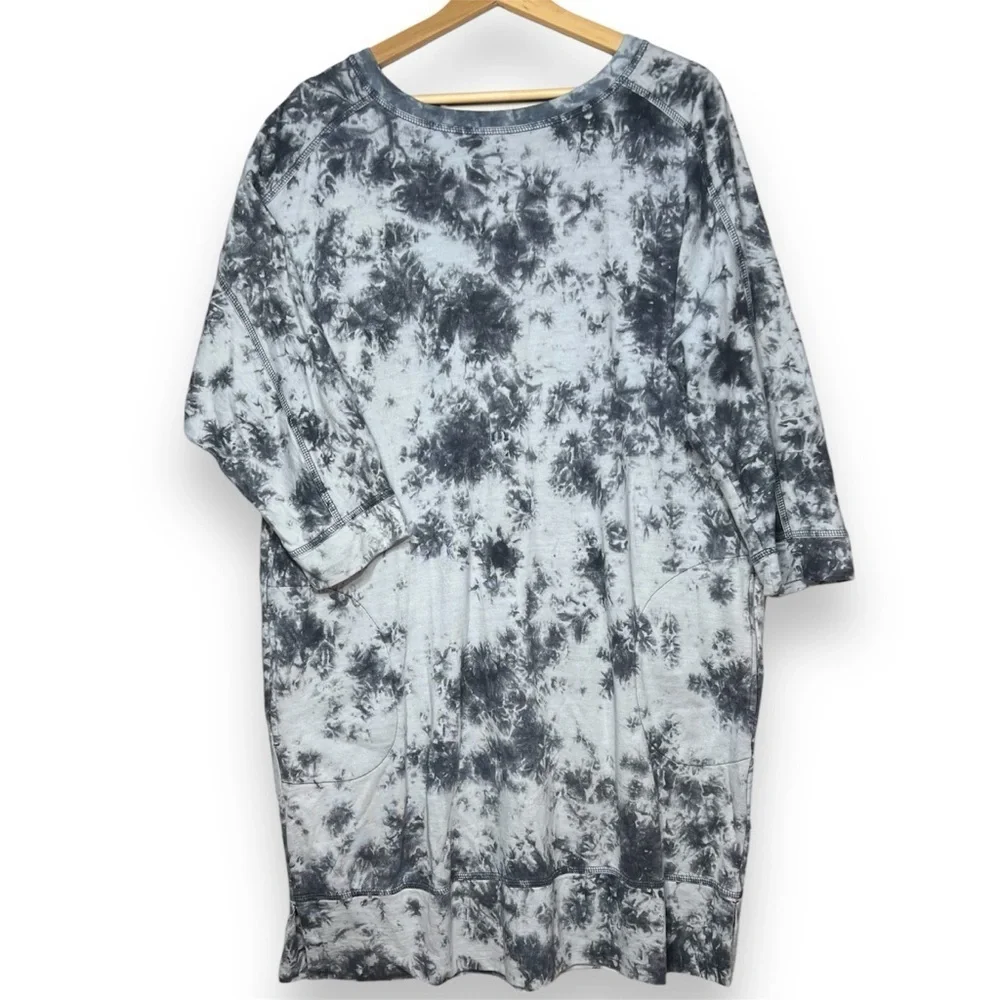 Chicos Zenergy Tie Dye Sweatshirt Dress Women’s XL 16/18 Lace Up Back Pockets 3 - Picture 3 of 11